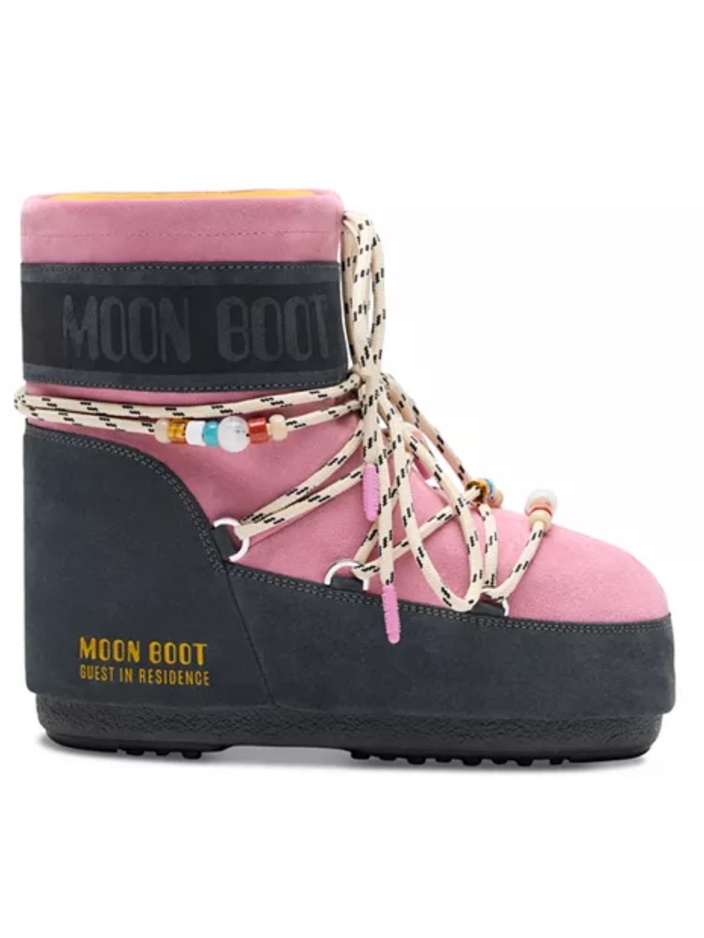 Rare Moon Boot x Guest In Residence Women's Pink & Black Lace-Up Winter Boot